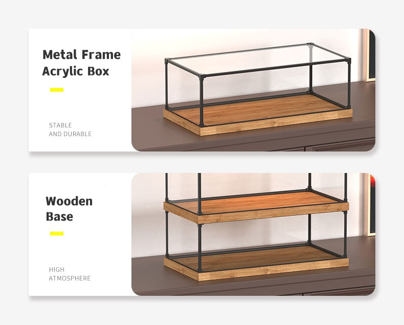 Wooden Base Metal Frame Diecast Display Case Free Combination Custom Size